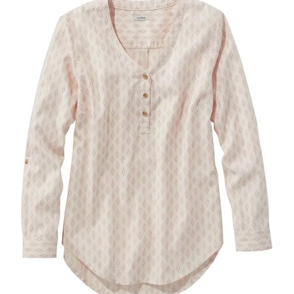 L.L. Bean | Women’s Lavender/ Cream Geometric Terncel Adjustable Sleeve Top M - Picture 1 of 9